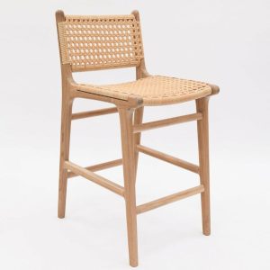 Belize Teak + Rattan Stool – With Back Furniture