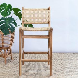 Belize Teak + Rattan Stool – With Back Furniture