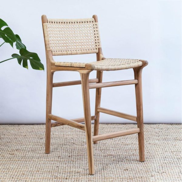 Belize Teak + Rattan Stool – With Back Furniture