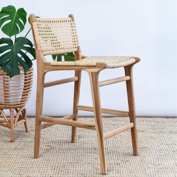 Belize Teak + Rattan Stool – With Back Furniture