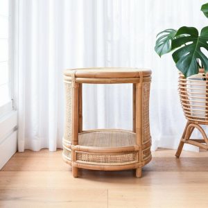 Copa Round Rattan Bedside Table Coffee & Side Tables