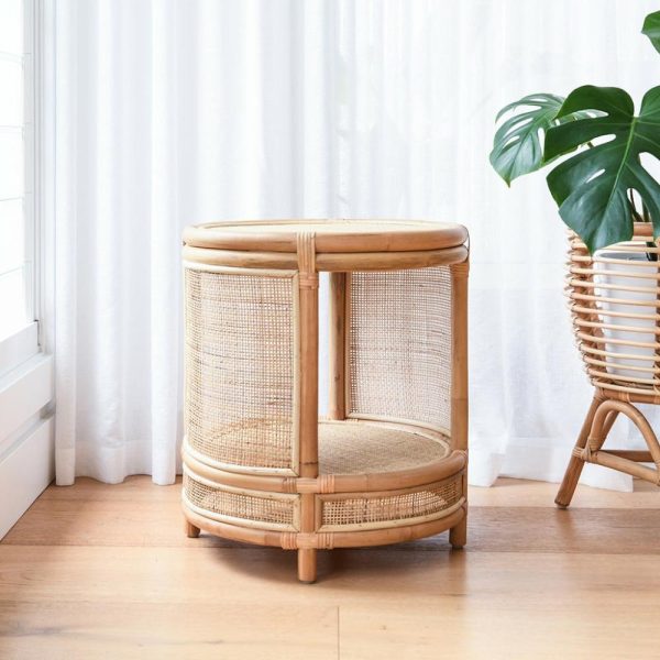 Copa Round Rattan Bedside Table Coffee & Side Tables