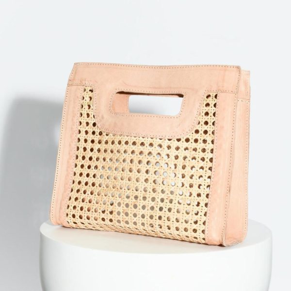 Lago Woven Rattan + Leather Clutch Bags + Clutches