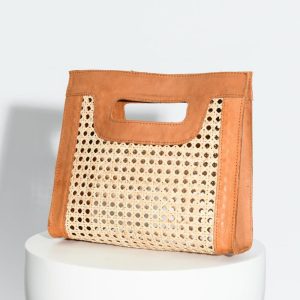 Lago Woven Rattan + Leather Clutch Bags + Clutches