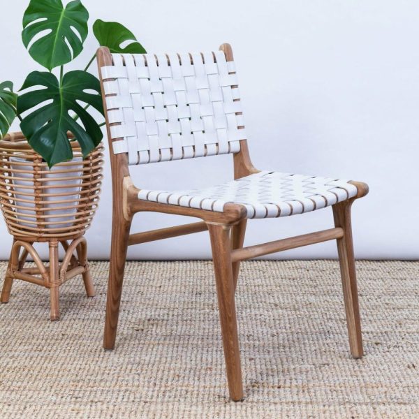 Last Three! Zigi Teak + Woven Leather Dining Chair Dining Tables & Chairs