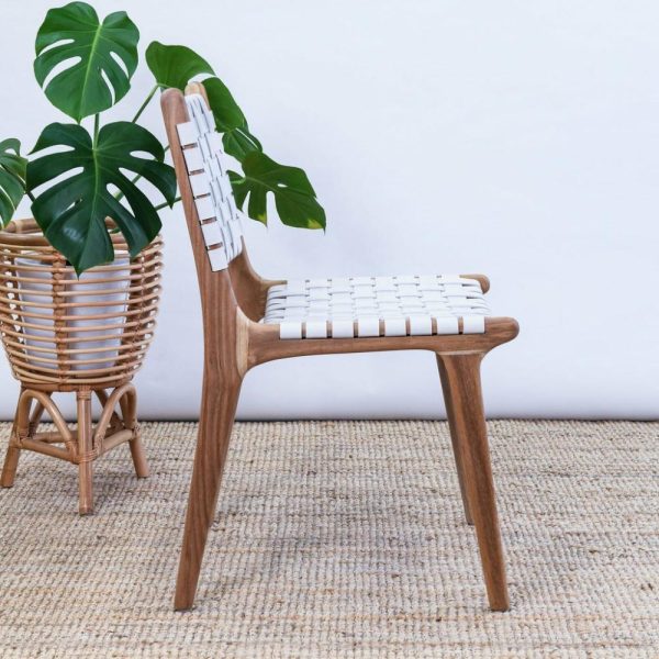 Last Three! Zigi Teak + Woven Leather Dining Chair Dining Tables & Chairs