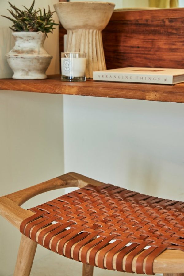 Tulley Teak + Leather Stool Furniture