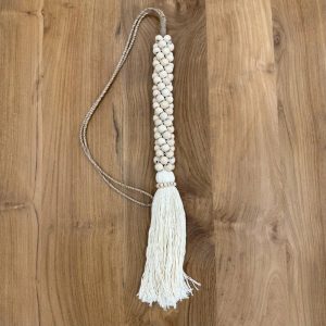 White Beaded Curtain Tie Back – Large Curtain Tie Backs