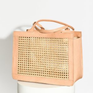 Woven Rattan + Leather Shoulder Bag Bags + Clutches