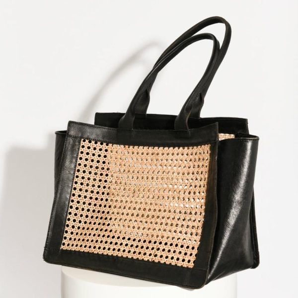 Woven Rattan + Leather Shoulder Bag Bags + Clutches