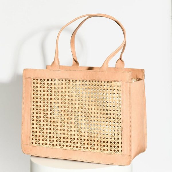 Woven Rattan + Leather Shoulder Bag Bags + Clutches