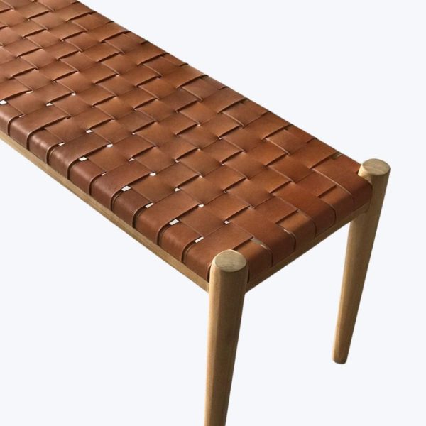 Zigi Teak + Woven Leather Bench Furniture