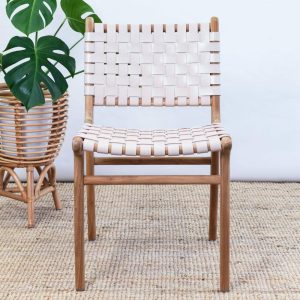 Zigi Teak + Woven Leather Dining Chair Dining Tables & Chairs