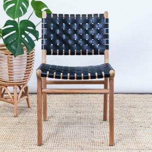 Zigi Teak + Woven Leather Dining Chair Dining Tables & Chairs