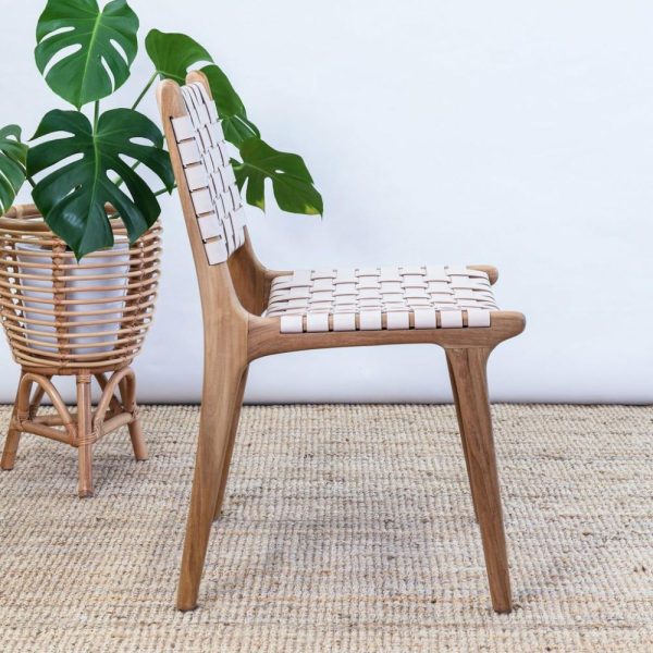 Zigi Teak + Woven Leather Dining Chair Dining Tables & Chairs