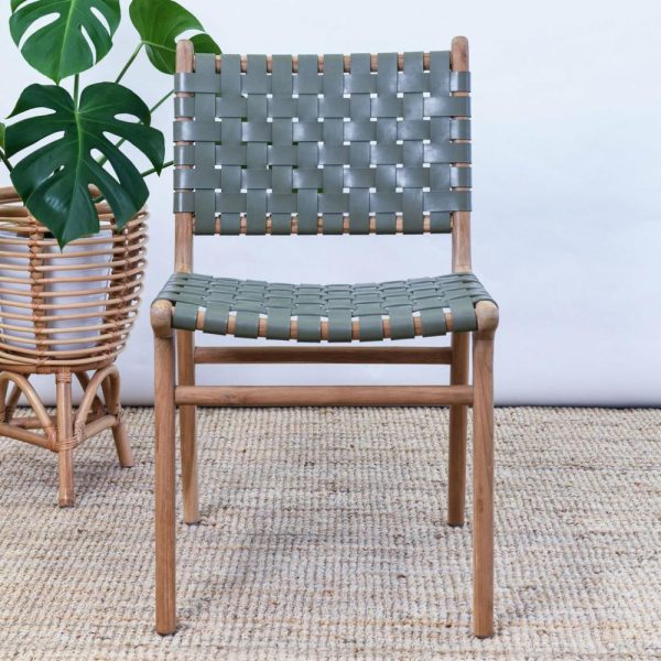 Zigi Teak + Woven Leather Dining Chair Dining Tables & Chairs