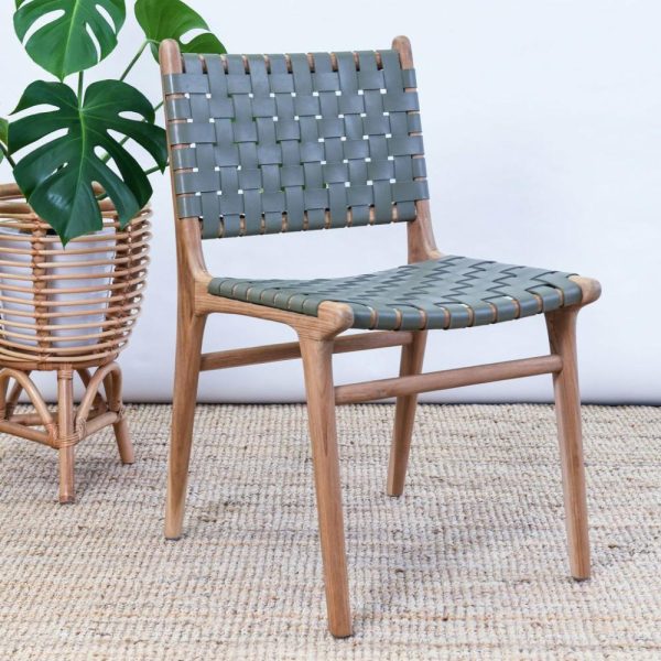 Zigi Teak + Woven Leather Dining Chair Dining Tables & Chairs