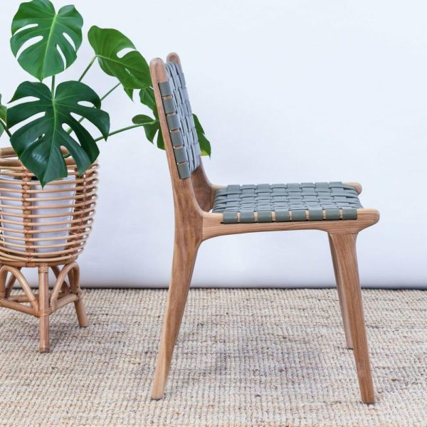 Zigi Teak + Woven Leather Dining Chair Dining Tables & Chairs